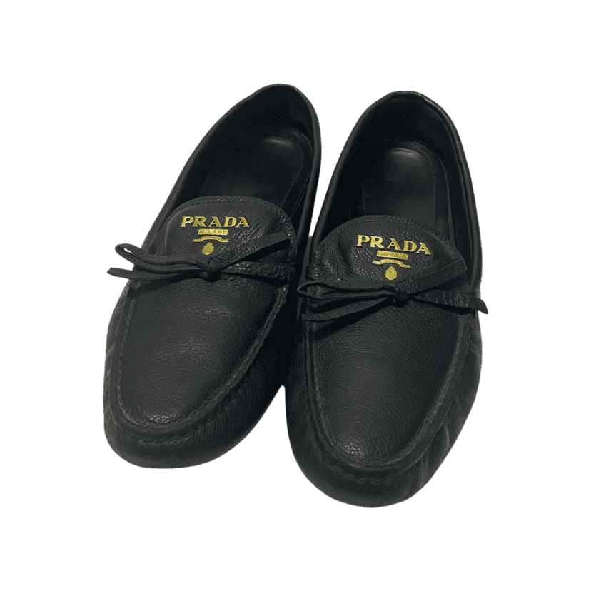 Prada Bow Loafers Black Leather Very good condition - Front View