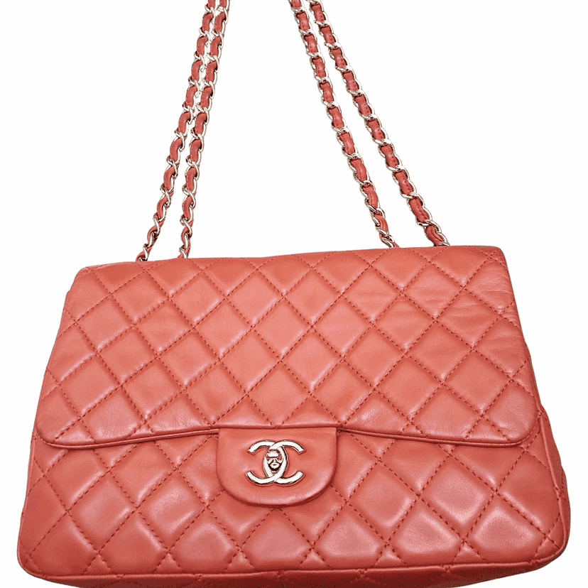 Chanel Classic Flap Red Leather Gold Good condition - Front View