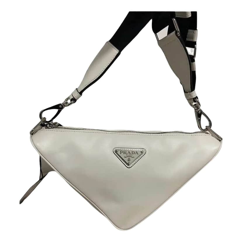Prada Triangle White Leather Never worn, with tag - Front View