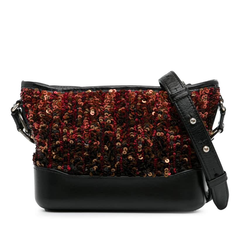 Chanel Small Sequin Gabrielle Crossbody Brown Leather Very good condition - Front View