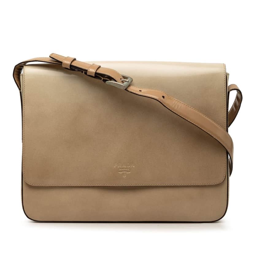 Prada Spazzolato Leather Crossbody Beige Leather Very good condition - Front View