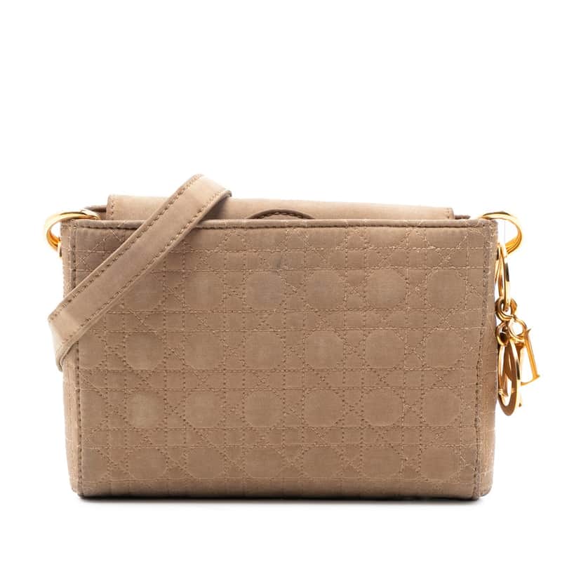 Dior Suede Cannage Lady Dior Crossbody Brown Leather Very good condition - Front View
