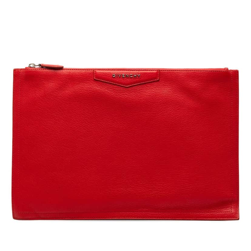 Givenchy Medium Antigona Leather Clutch Red Leather Very good condition - Front View