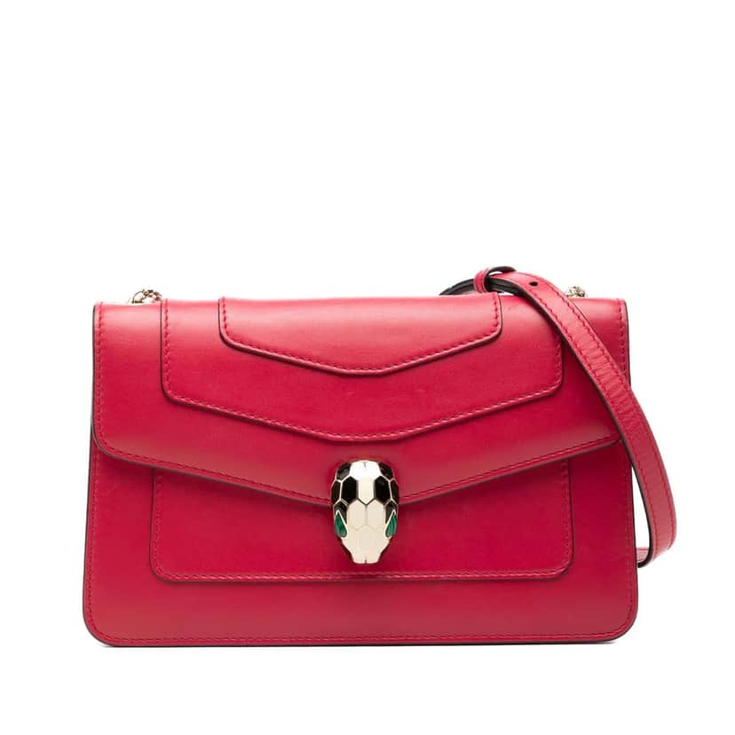 Bvlgari Leather Serpenti Forever Crossbody Red Leather Very good condition - Front View