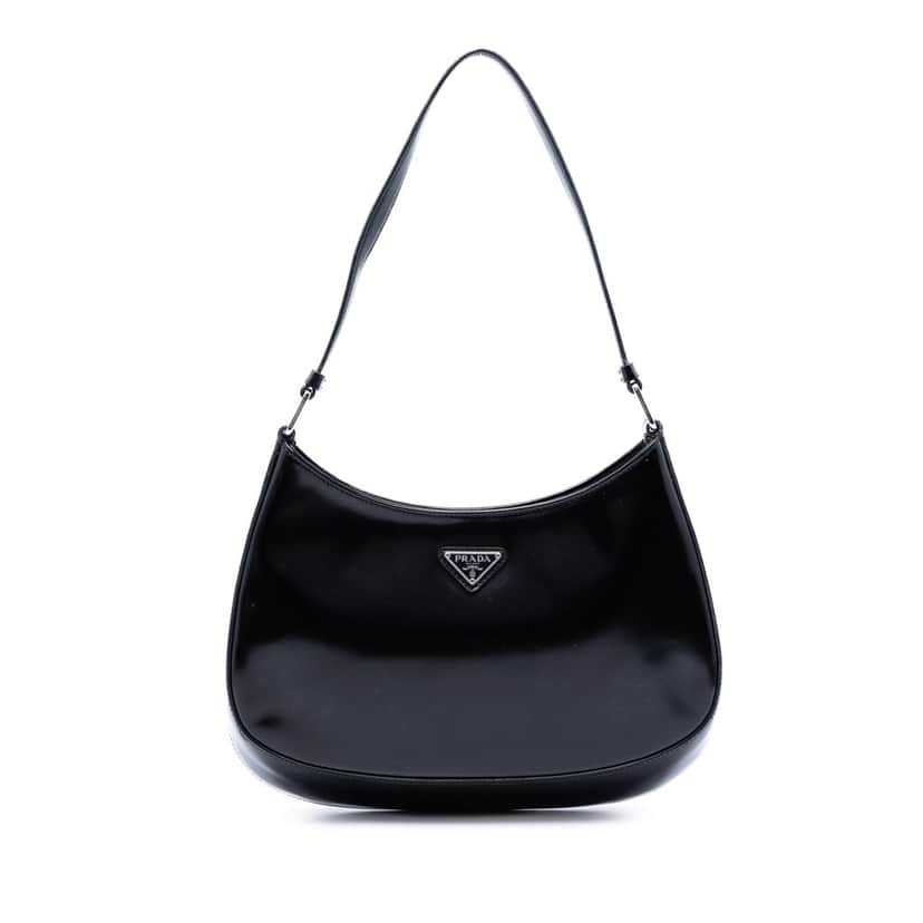 Prada Spazzolato Leather Cleo Shoulder Bag Black Leather Very good condition - Front View