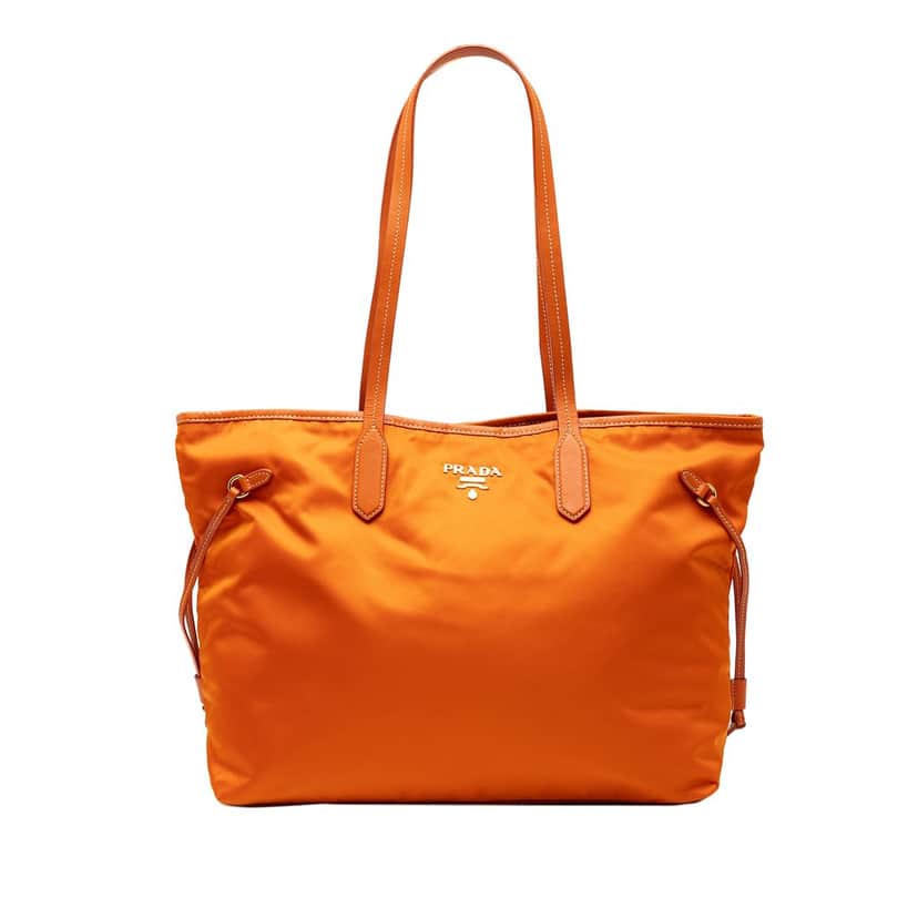 Prada Saffiano Trimmed Tessuto Open Convertible Tote Orange Very good condition - Front View