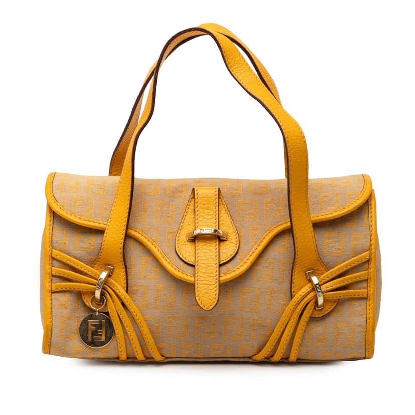 Fendi Zucchino Canvas Handbag Beige Very good condition - Front View