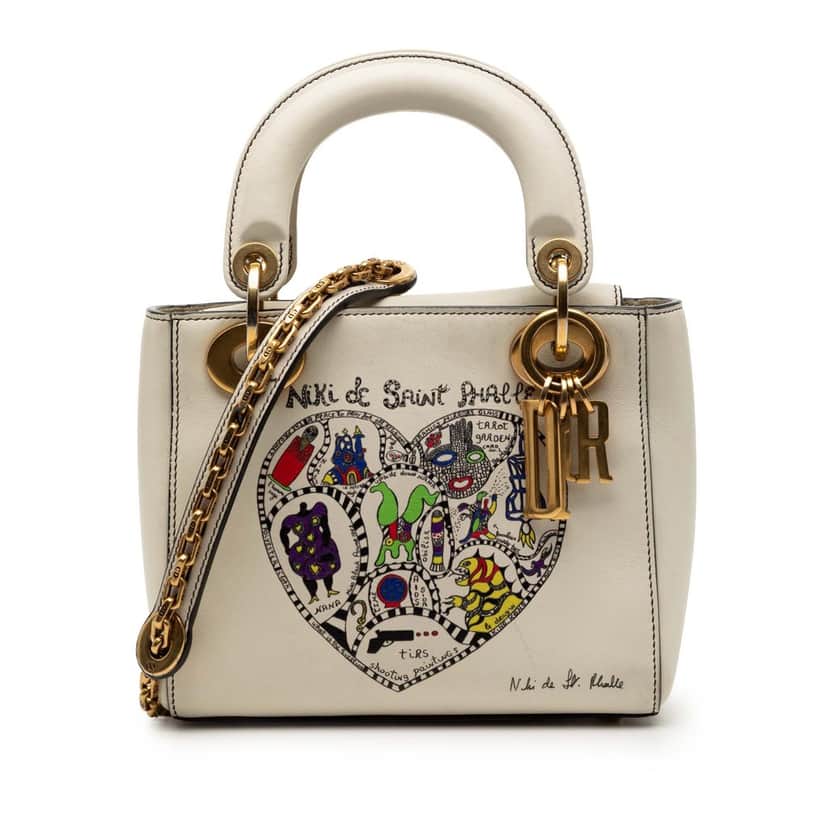 Dior DiorAmour Niki De Saint Phalle Mini Calfskin Lady Dior White Leather Very good condition - Front View