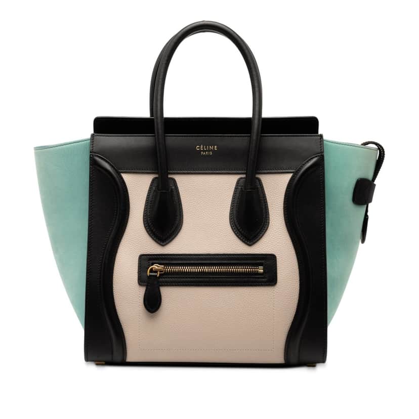 Celine Micro Tricolor Leather Luggage Tote Beige Leather Very good condition - Front View