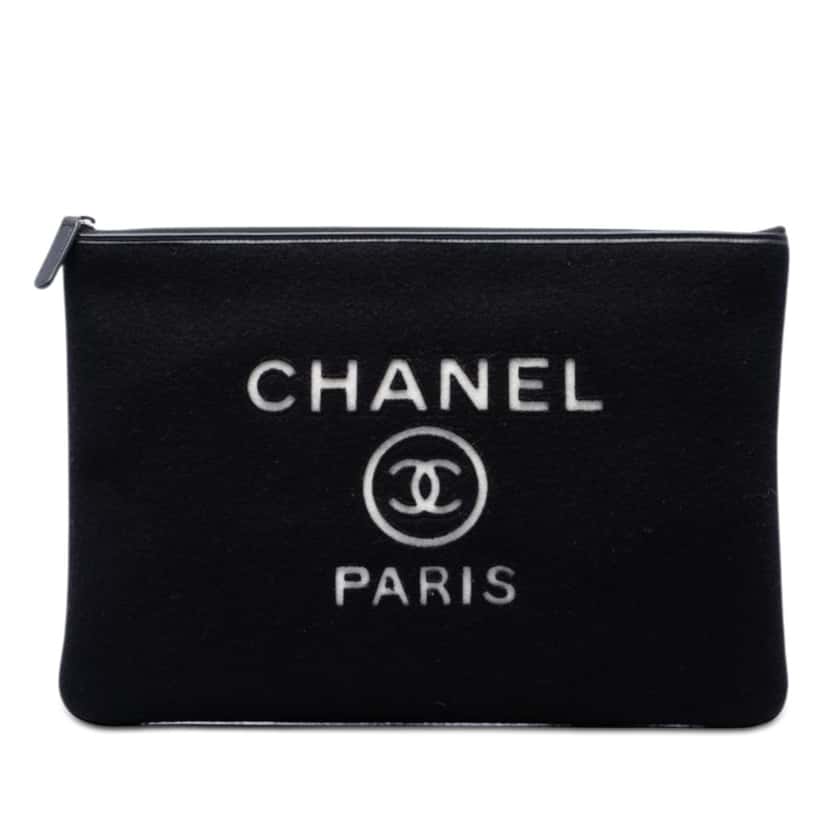 Chanel Large Wool Felt Deauville O Case Clutch