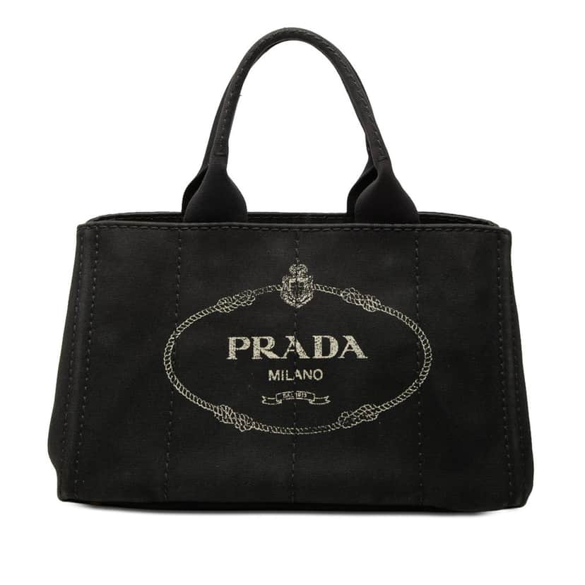 Prada Canvas Canapa Logo Satchel Black Very good condition - Front View