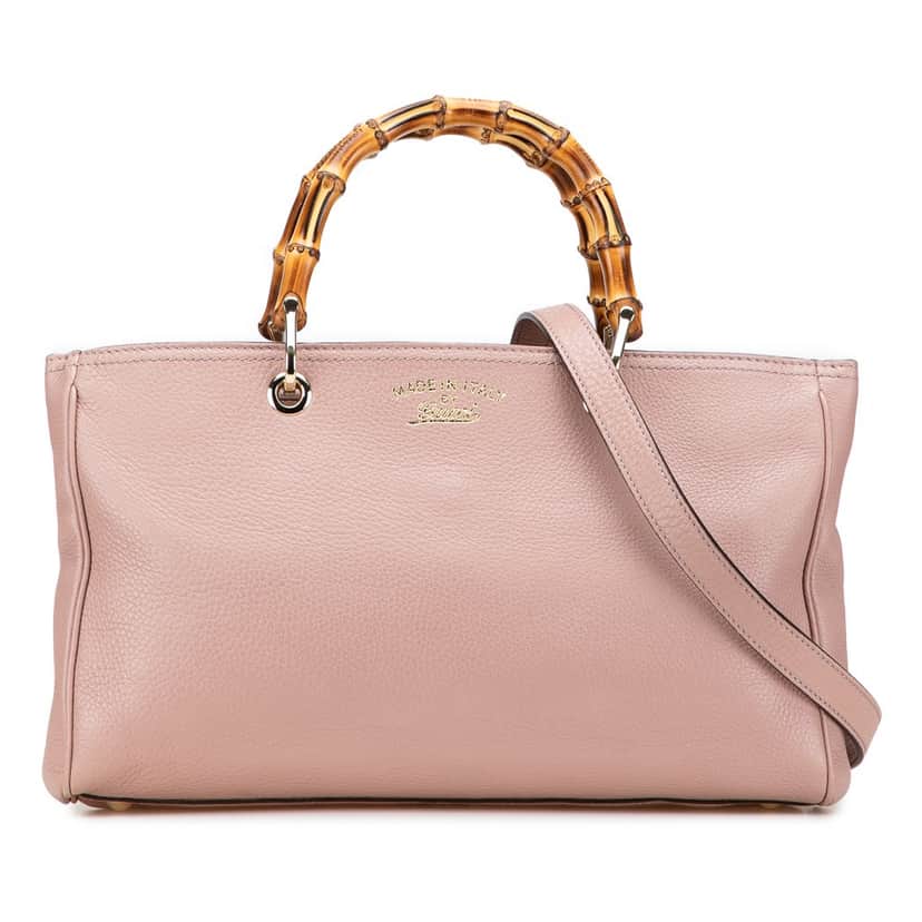 Gucci Medium Calfskin Bamboo Shopper Satchel Pink Leather Very good condition - Front View