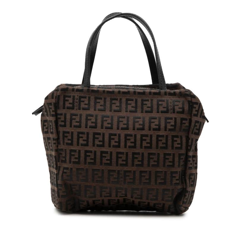 Fendi Mini Zucchino Canvas Handbag Brown Very good condition - Front View