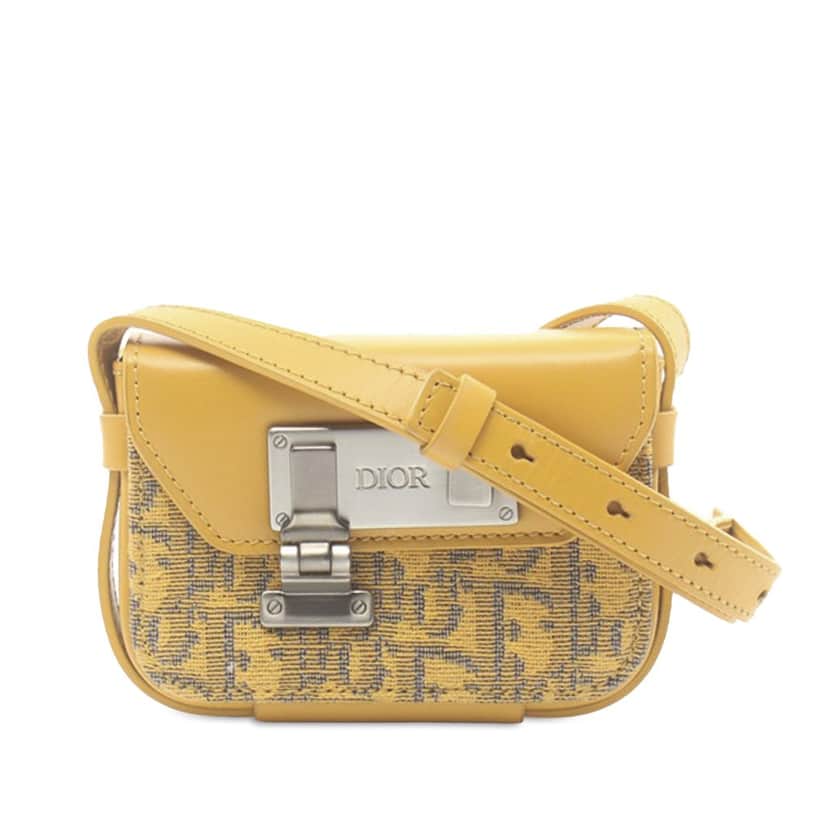 Dior Nano Oblique Lock Pouch Crossbody Yellow Very good condition - Front View