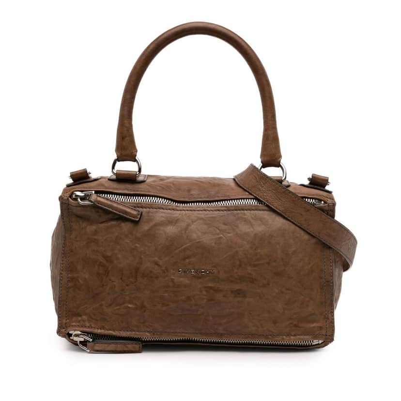 Givenchy Medium Wrinkled Sheepskin Pandora Satchel Brown Leather Very good condition - Front View