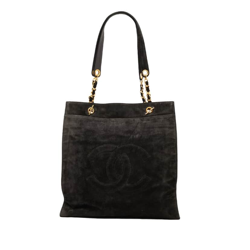 Chanel CC Suede Tote Black Leather Very good condition - Front View