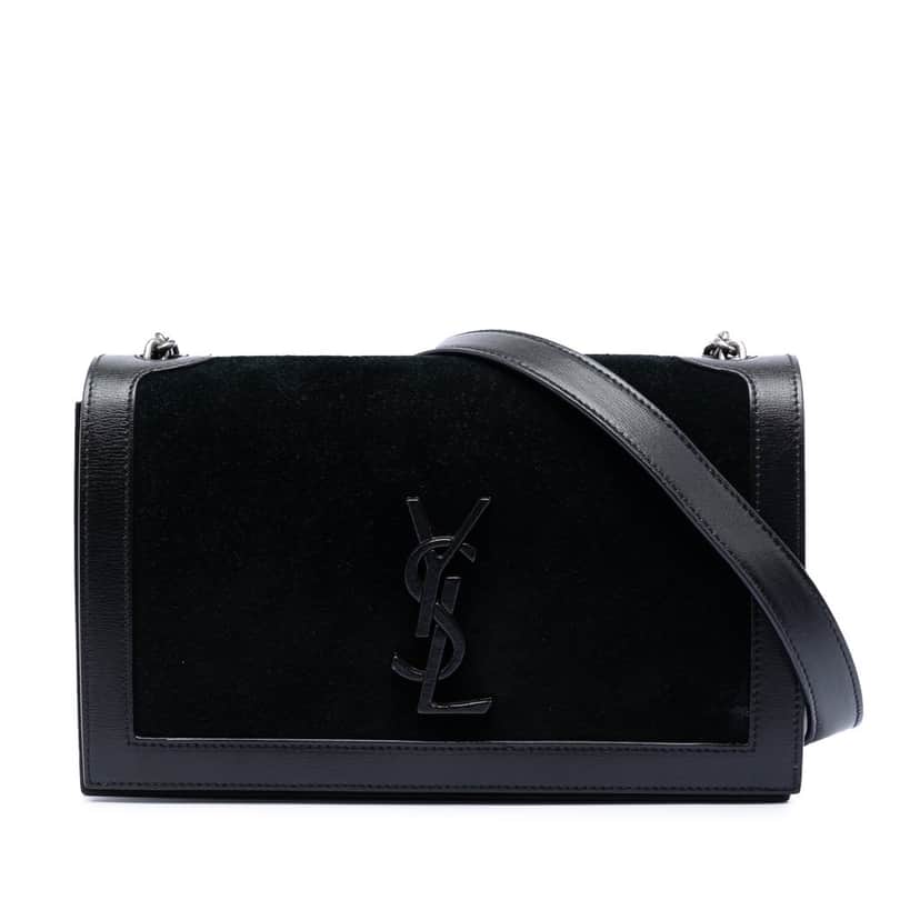 Saint Laurent Suede Monogram Book Bag Black Leather Very good condition - Front View