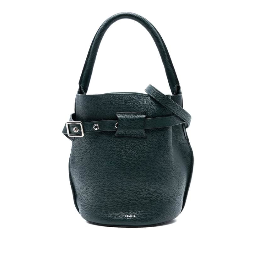 Celine Nano Leather Big Bucket Bag Green Leather Very good condition - Front View