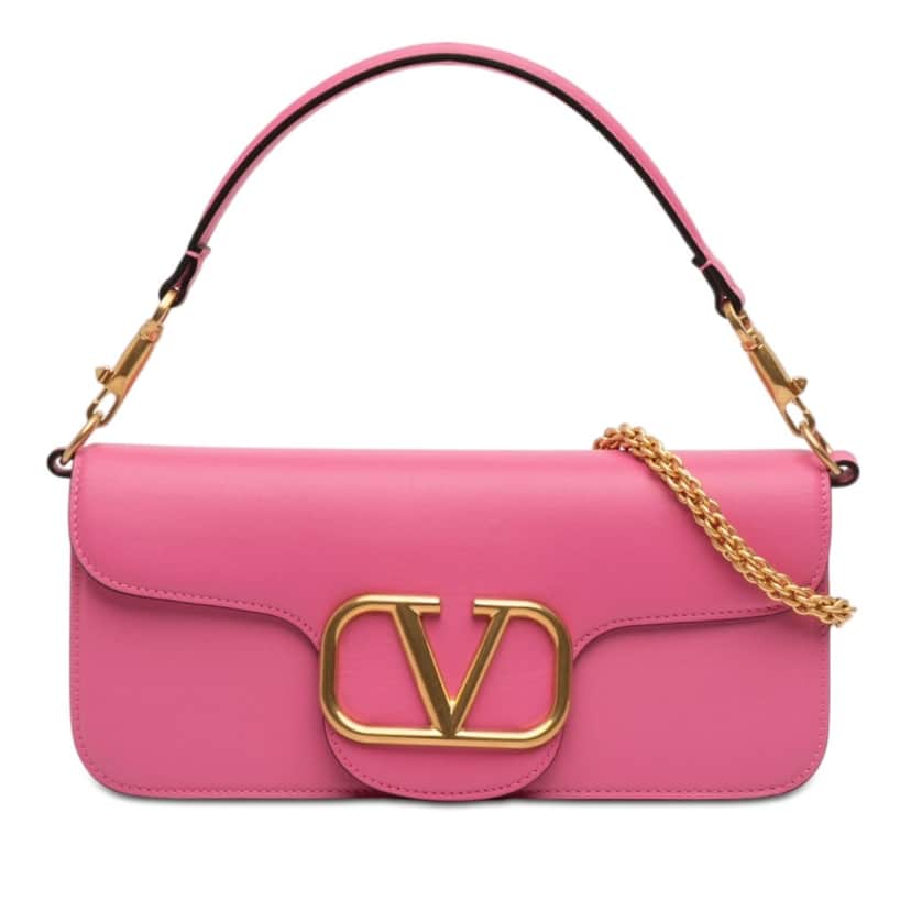 Valentino Medium Calfskin VLogo Loco Satchel Pink Leather Very good condition - Front View