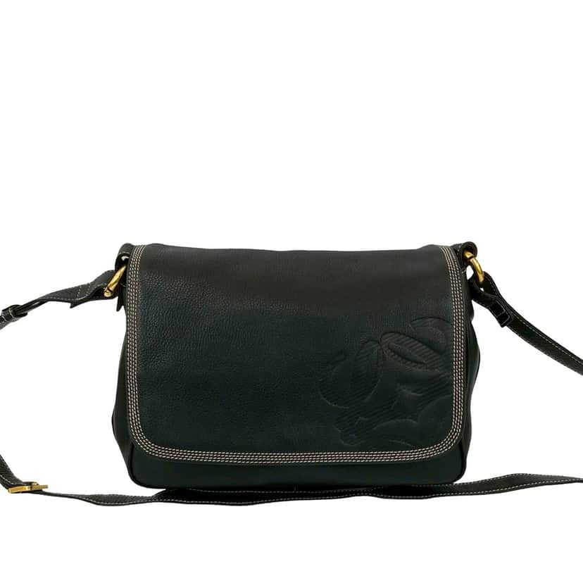LOEWE Leather Anagram Flap Crossbody Black Leather Very good condition - Front View