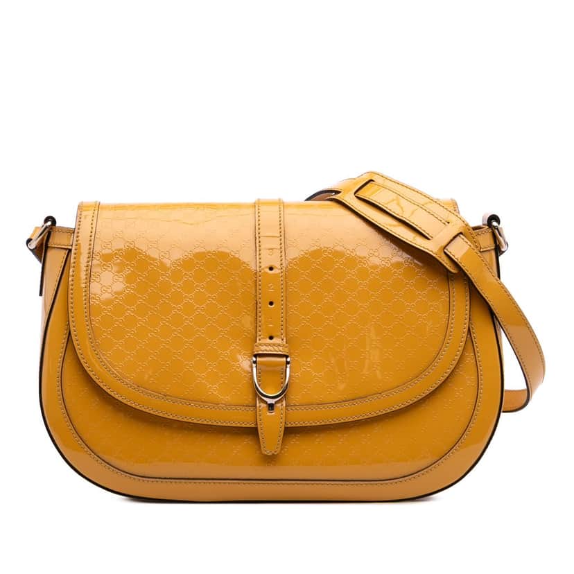 Gucci Microguccissima Patent Stirrup Crossbody Yellow Leather Very good condition - Front View