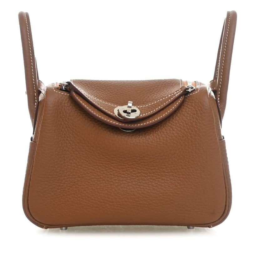 Hermès Mini Clemence Lindy 20 Brown Leather Very good condition - Front View