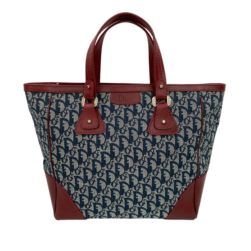 Dior Diorissimo Trotter Canvas Zip Tote Blue Very good condition - Front View