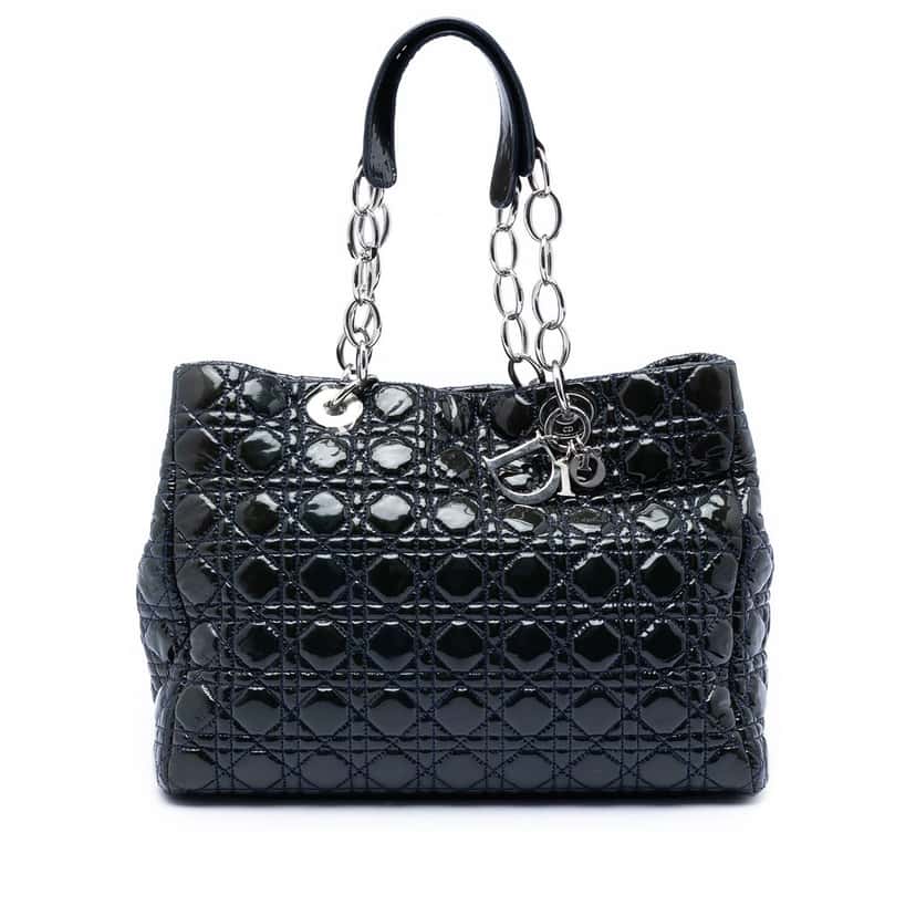 Dior Large Patent Cannage Lady Dior Soft Shopping Tote
