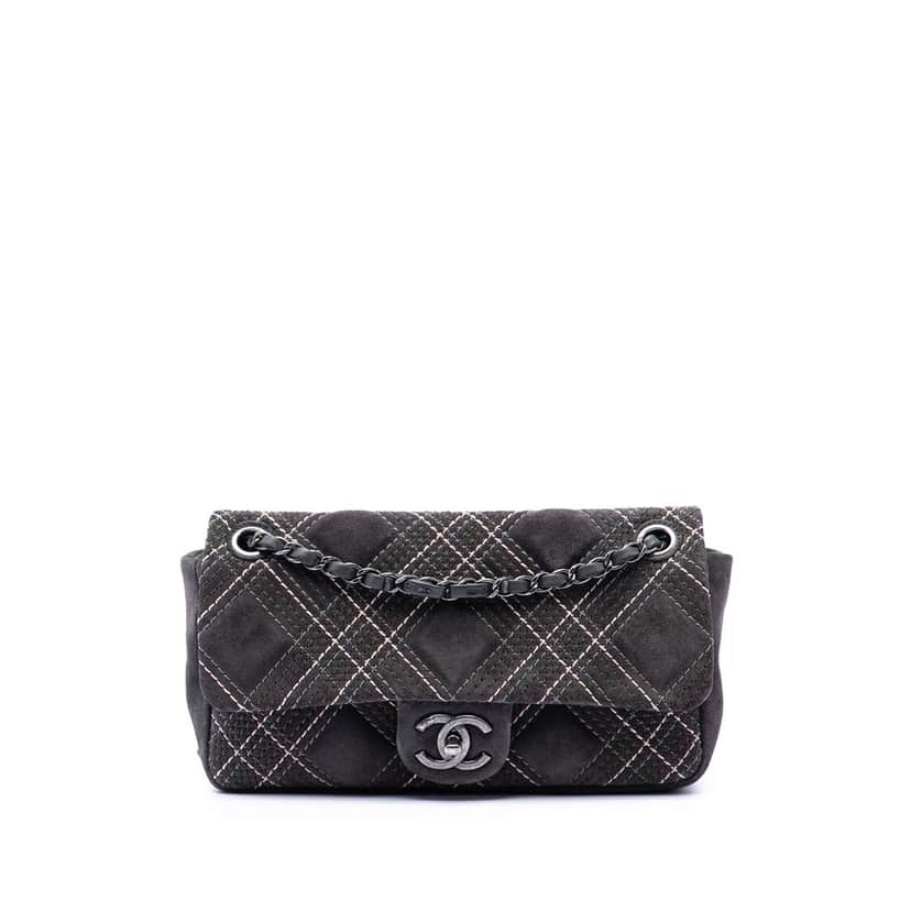 Chanel Paris Edinburgh Medium Stitched Suede Saltire Single Flap Other Leather Very good condition - Front View