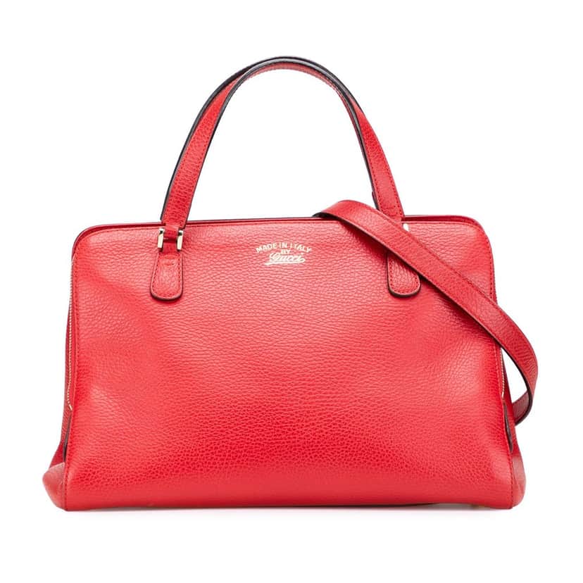 Gucci Calfskin Swing Top Handle Satchel Red Leather Very good condition - Front View