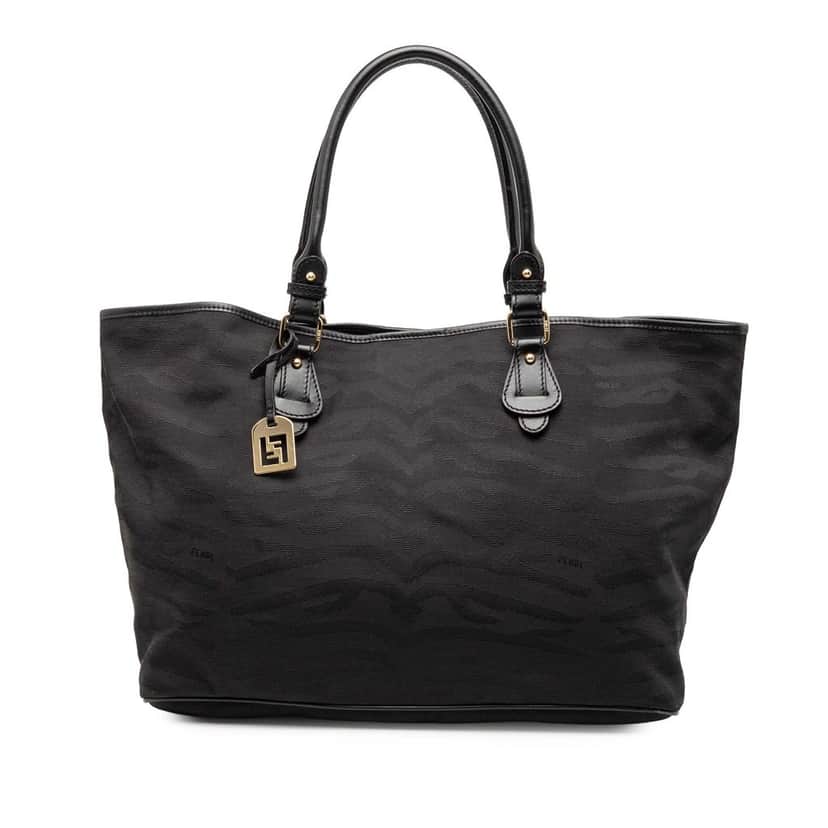 Fendi Canvas Tiger Print Tote Black Very good condition - Front View
