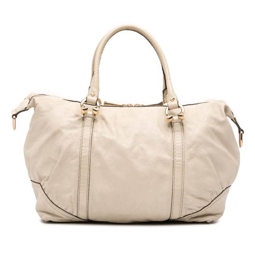 Gucci Leather Horsebit Nail Boston Bag White Leather Good condition - Front View