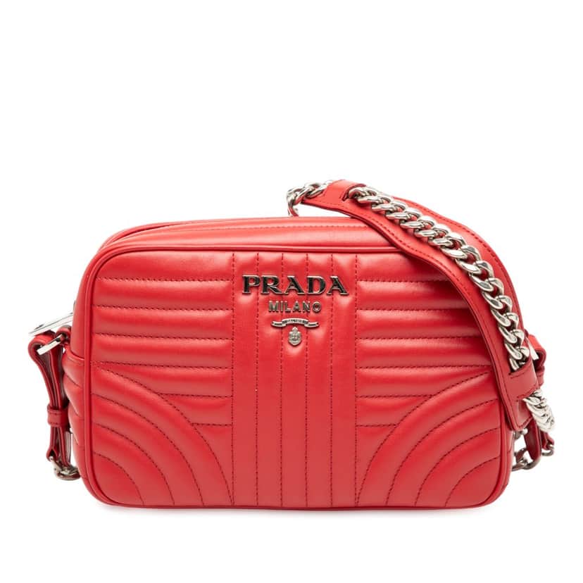 Prada Soft Calfskin Diagramme Camera Bag Red Leather Very good condition - Front View