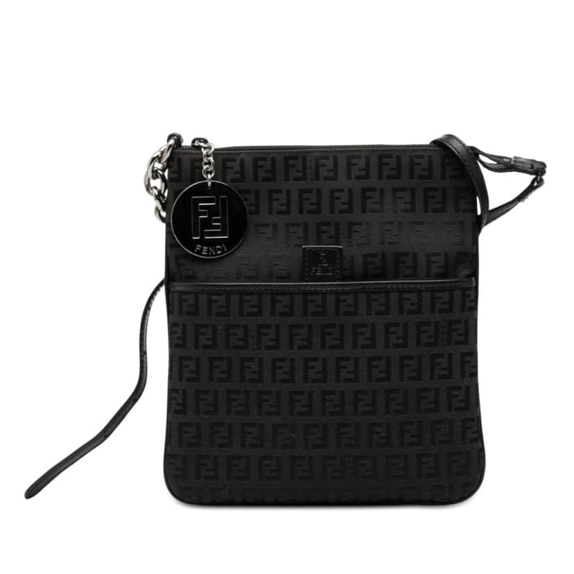 Fendi Zucchino Canvas Crossbody Black Very good condition - Front View
