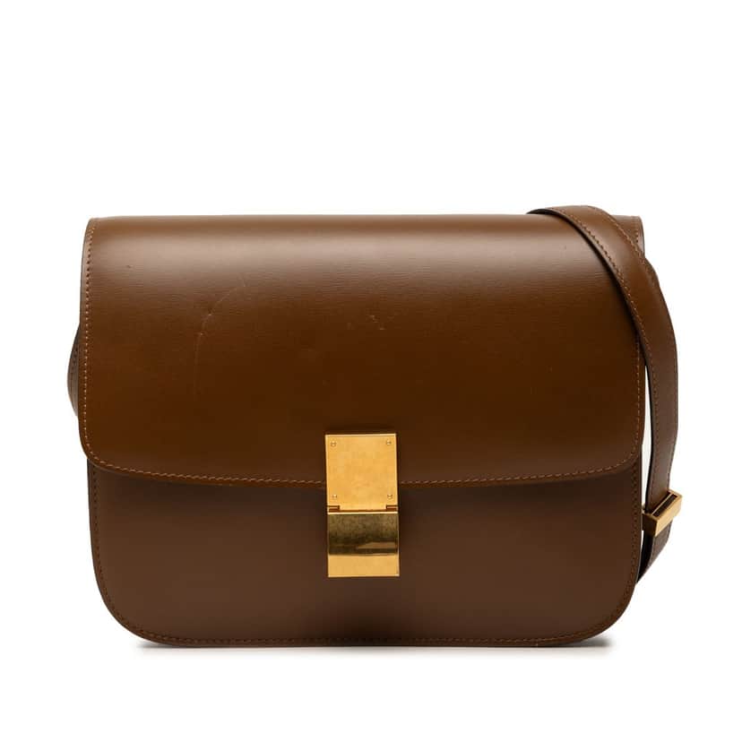 Celine Medium Calfskin Classic Box Brown Leather Very good condition - Front View