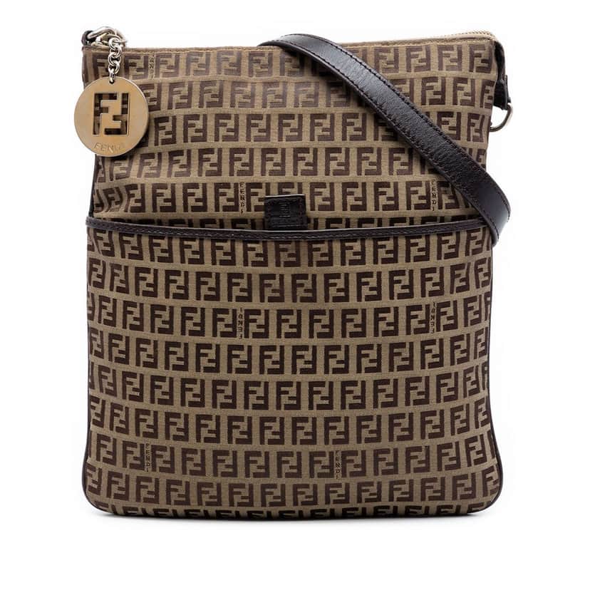 Fendi Zucchino Canvas Crossbody Beige Very good condition - Front View