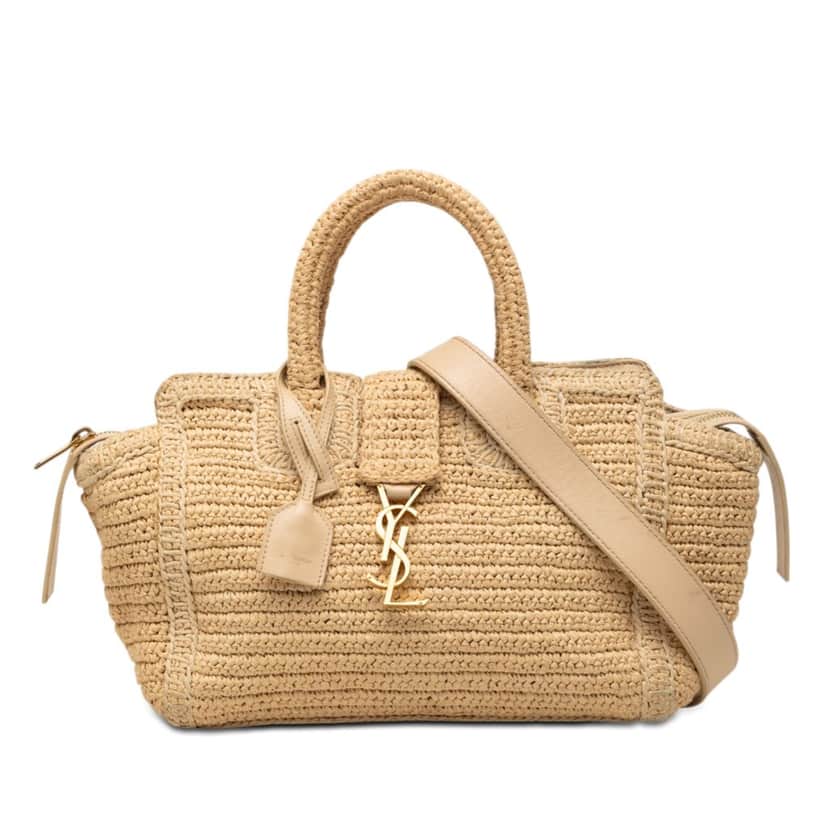 Saint Laurent Baby Raffia Monogram Downtown Cabas Beige Very good condition - Front View