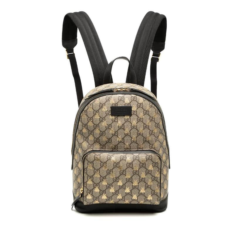 Gucci Small GG Supreme Bee Backpack Beige Very good condition - Front View