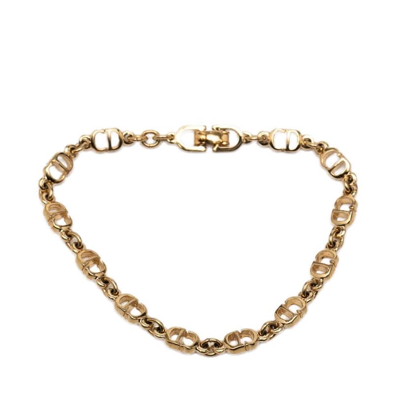 Dior Gold Plated CD Logo Chain Link Bracelet Gold Metal Very good condition - Front View