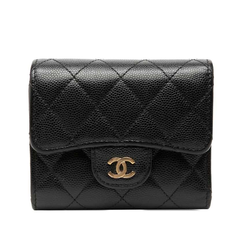 Chanel CC Quilted Caviar Trifold Wallet