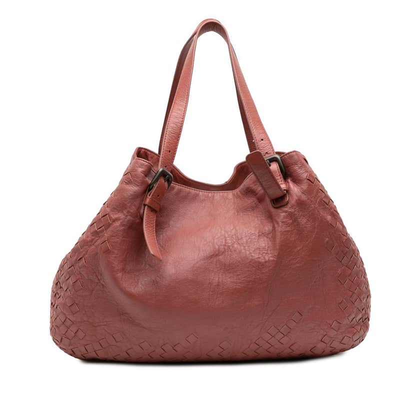 Bottega Veneta Large Intrecciato Trimmed Nappa Cesta Tote Red Leather Very good condition - Front View