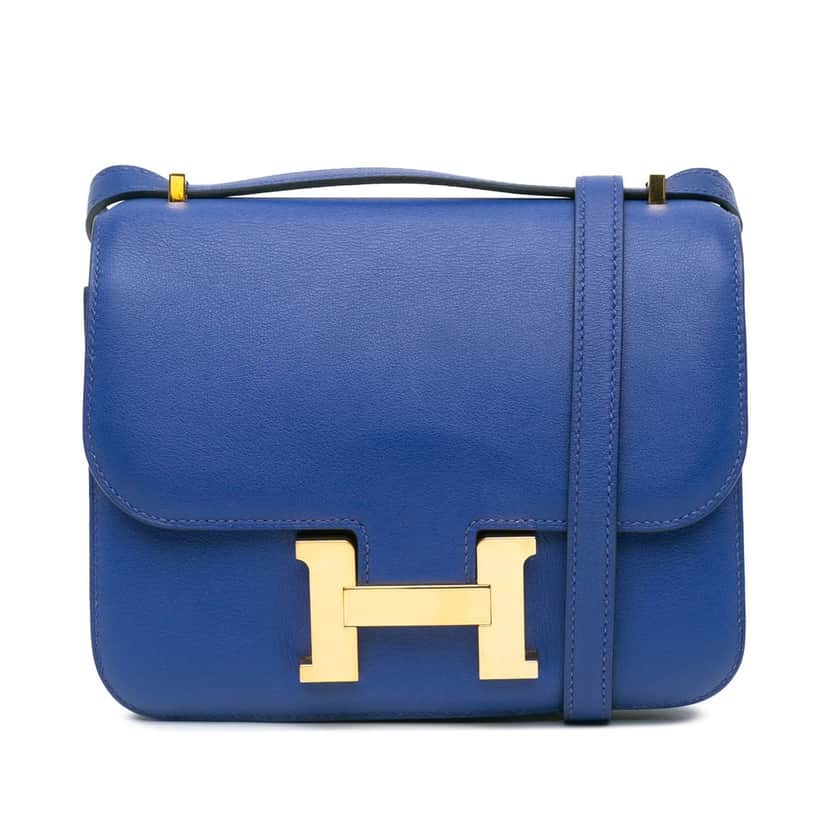 Hermès Mini Swift Constance 18 Blue Leather Very good condition - Front View