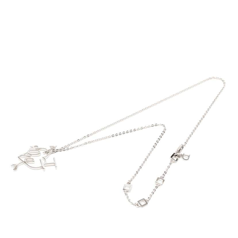 Dior Brass I Love Dior Heart and Arrow Pendant Necklace Silver Metal Very good condition - Front View