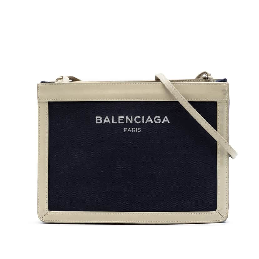 Balenciaga Canvas Navy Pochette M Crossbody Black Very good condition - Front View