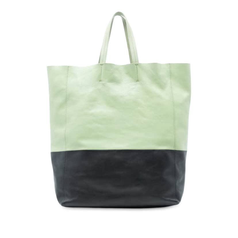 Celine Bicolor Leather Vertical Cabas Tote Green Leather Very good condition - Front View