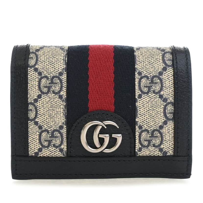 Gucci GG Supreme Web Ophidia Compact Wallet Beige Very good condition - Front View