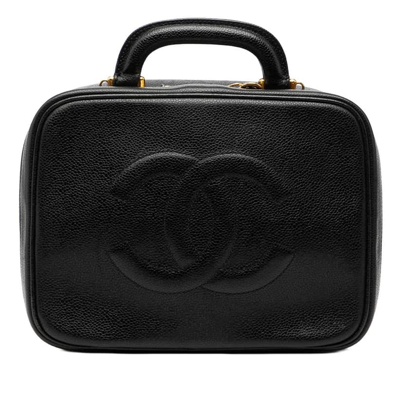 Chanel CC Caviar Vanity Case Black Leather Very good condition - Front View