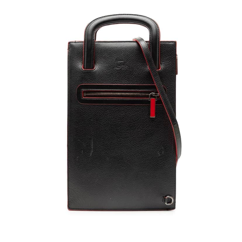 Christian Louboutin Leather Trick Track Satchel Black Leather Very good condition - Front View