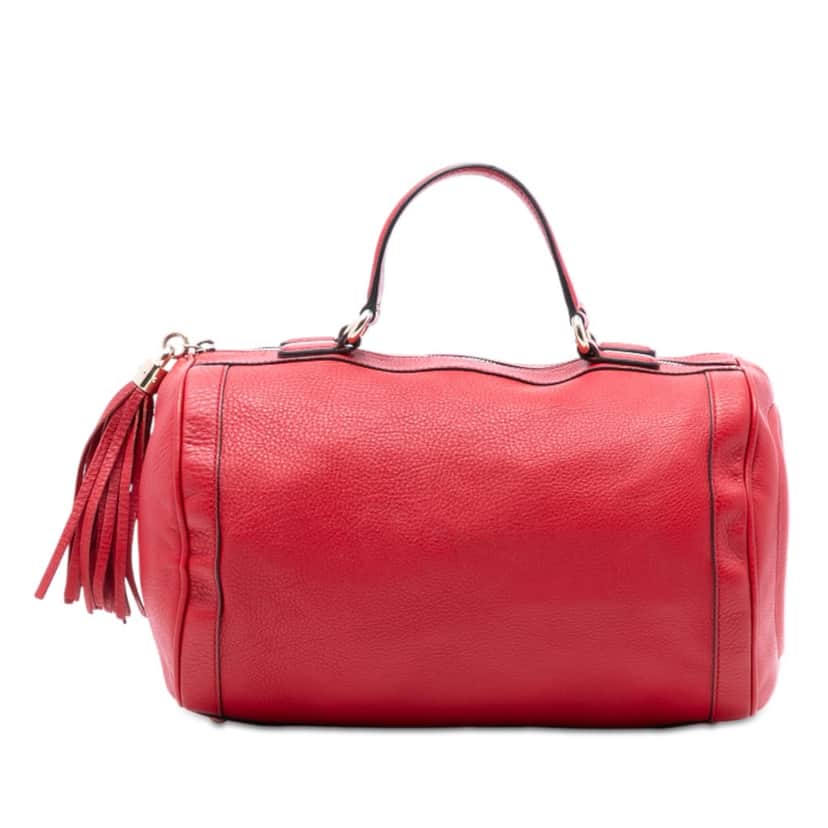 Gucci Medium Pebbled Calfskin Soho Boston Bag Red Leather Very good condition - Front View