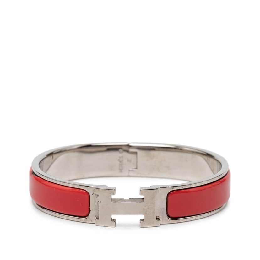 Hermès Narrow Enamel Clic H Bracelet PM Red Very good condition - Front View